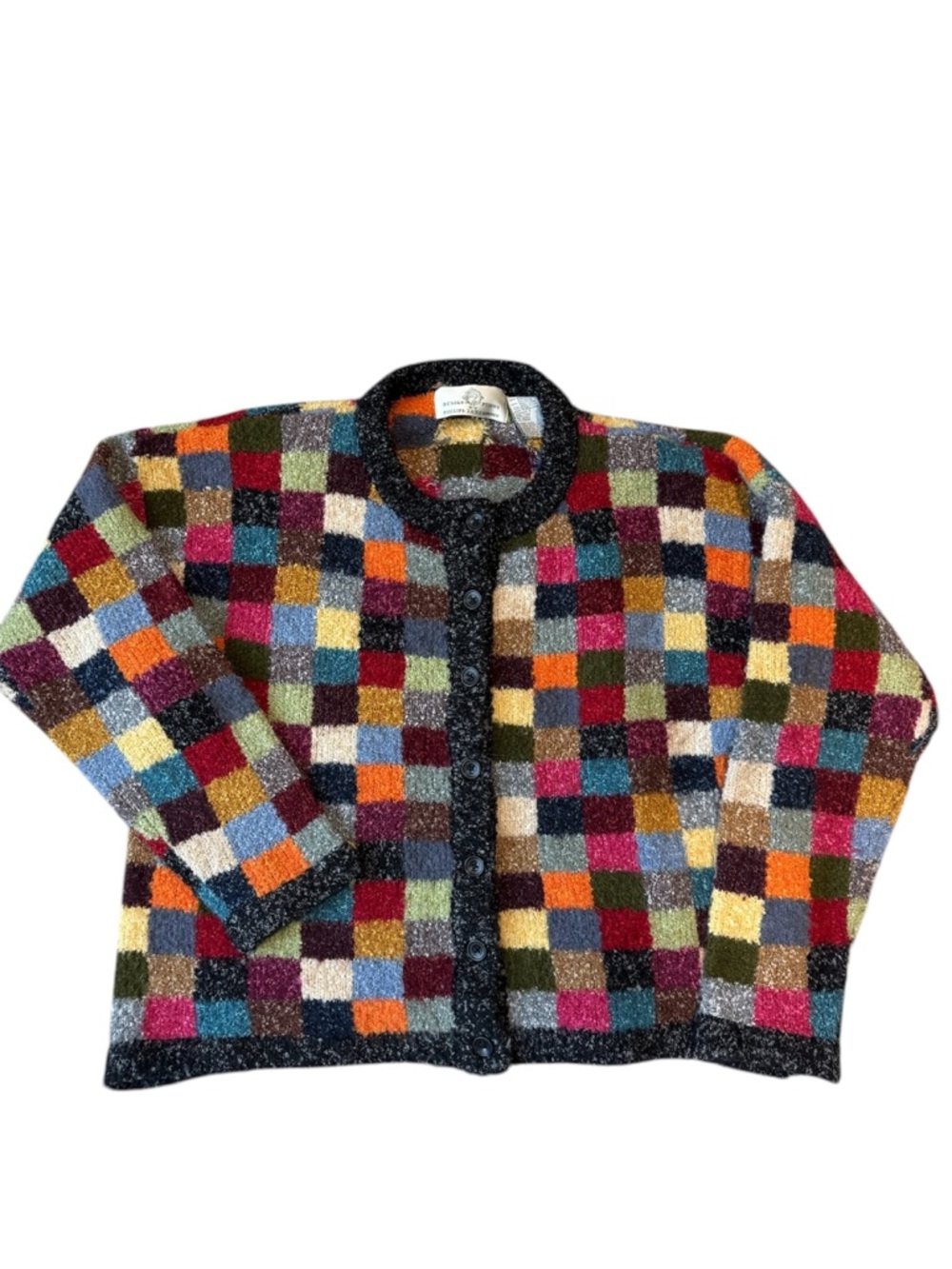 RARE Design Options Vintage Patchwork Checkered Cardigan Sweater | Cottagecore